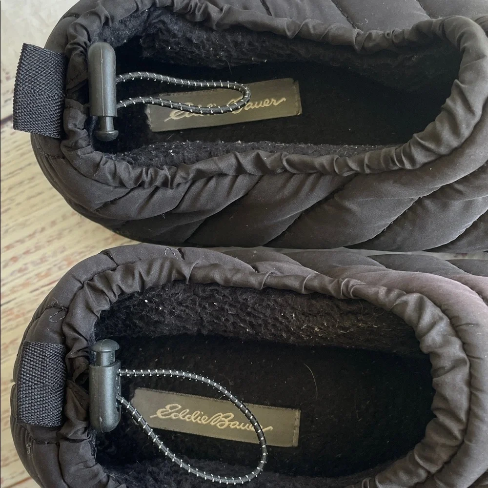 Eddie Bauer Black Quilted Kids Slippers